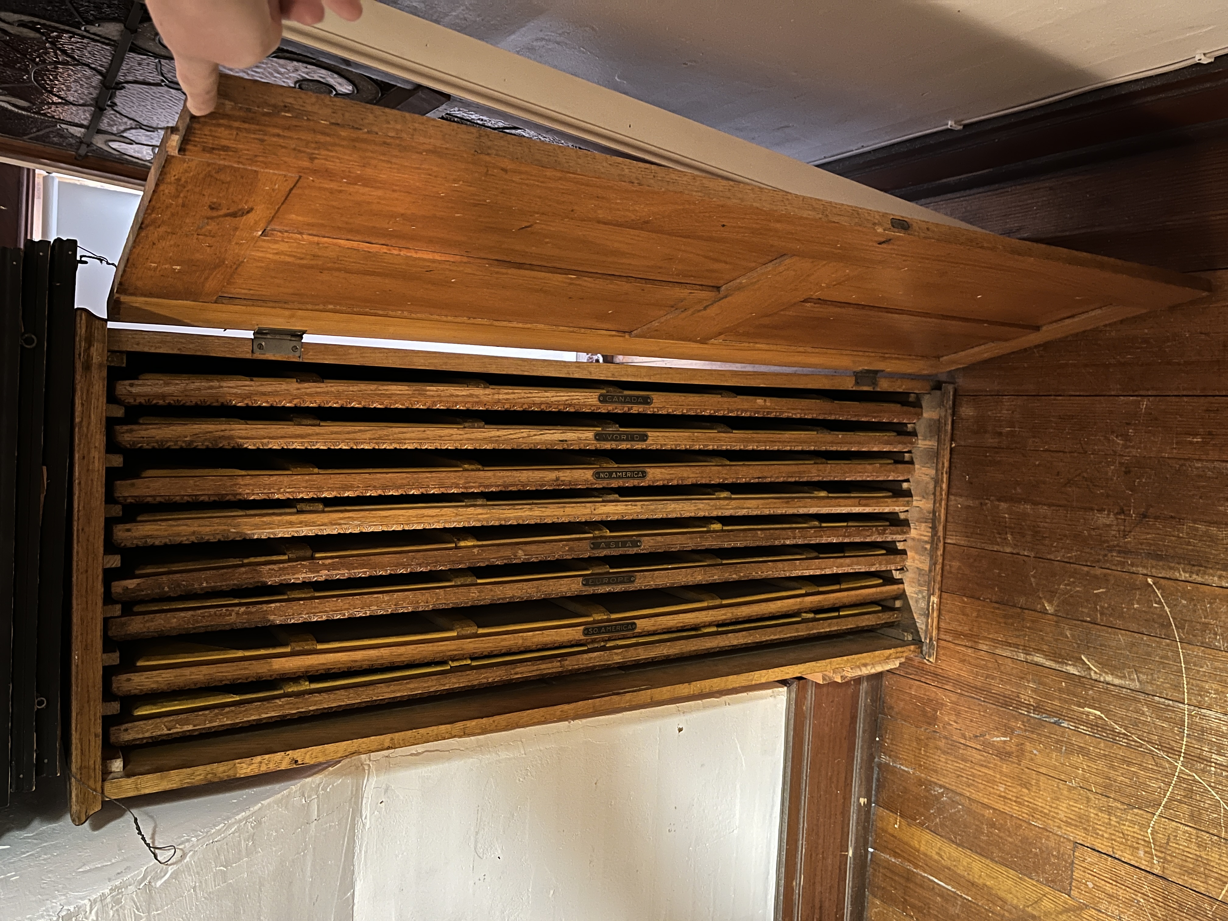 Wood map cabinet open.JPG